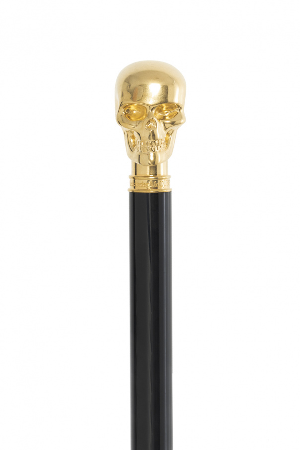 Alexander McQueen logo-print V-neck top - Cane with skull